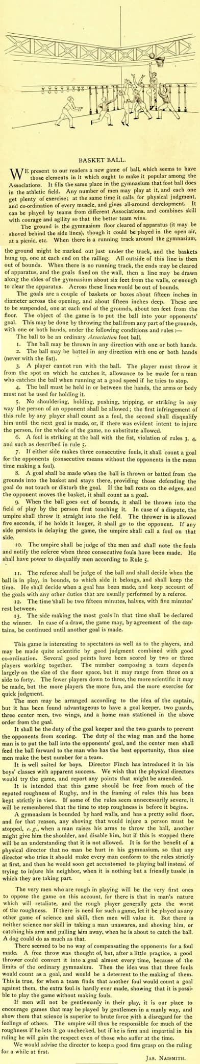 Las 13 reglas originales del baloncesto