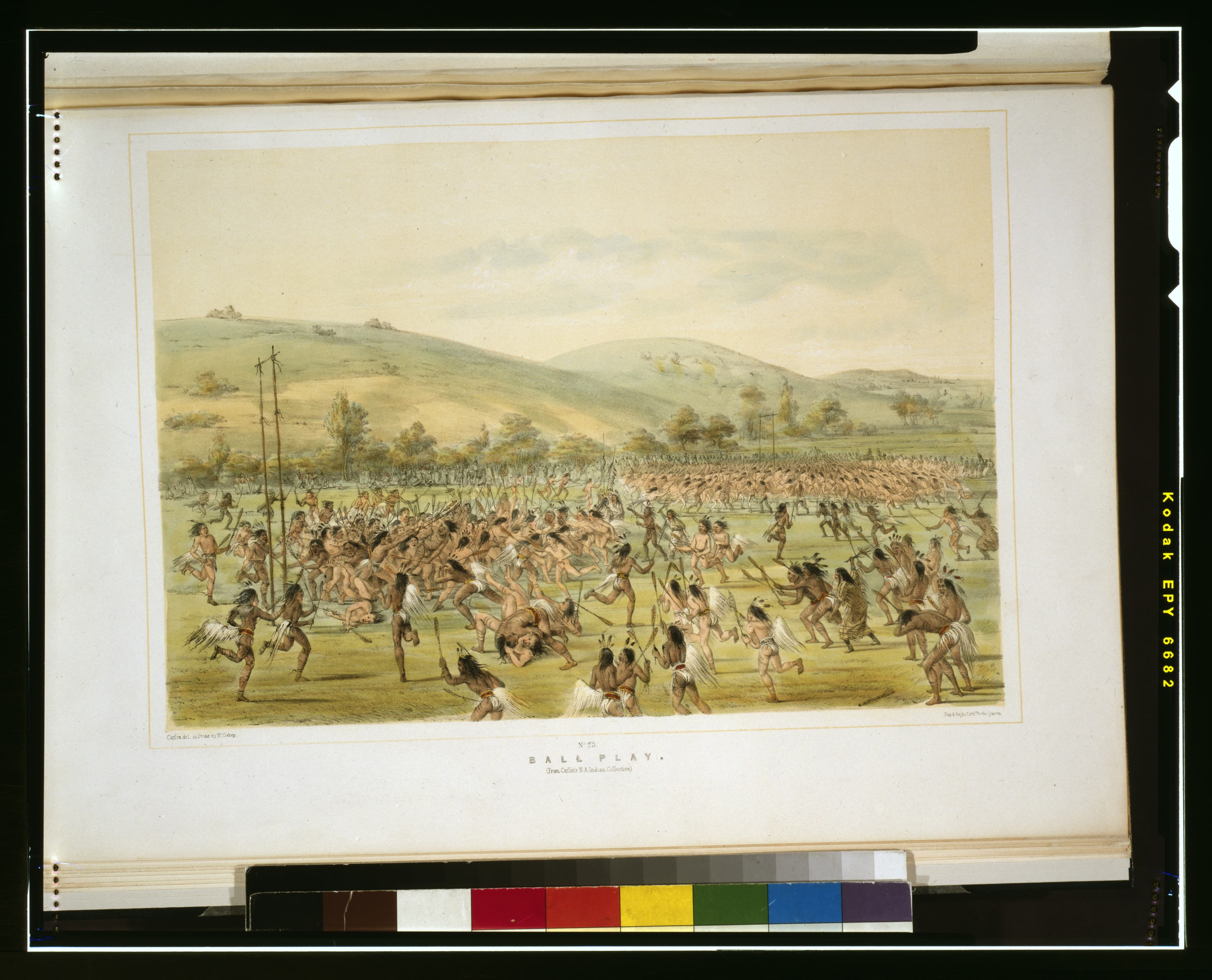 Representación histórica de un juego de pelota Choctaw relacionado con el lacrosse