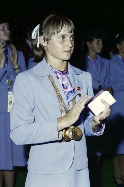 Nadia Comăneci en los Juegos Olímpicos de Montreal 1976